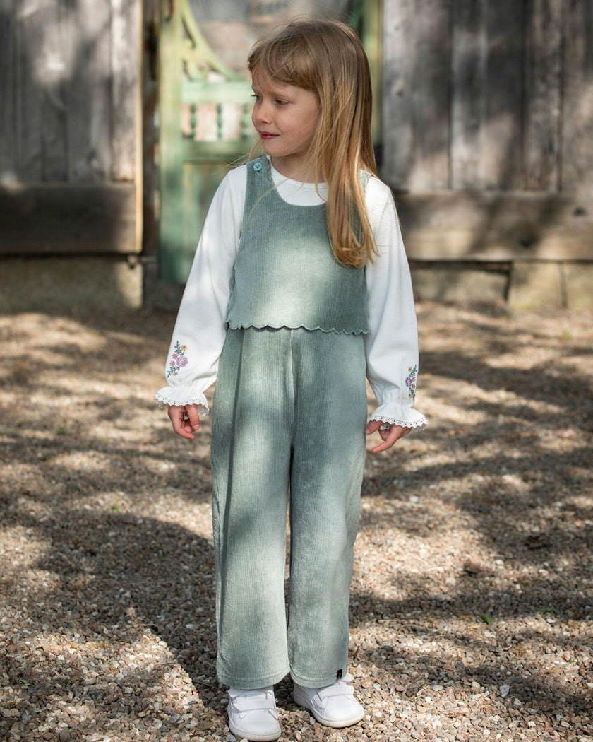 Stretch Velour Faux-Layered Overalls