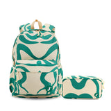 Oz Daypack Backpack with Doodle Large Pencil Case in Green Swirl