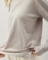 Womens Vintage Jersey Long Sleeve Tee - Recycled Cotton Jersey - Athletic Heather Grey