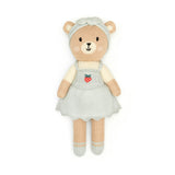 Emma the bear with strawberry  Light blue & natural - 11"