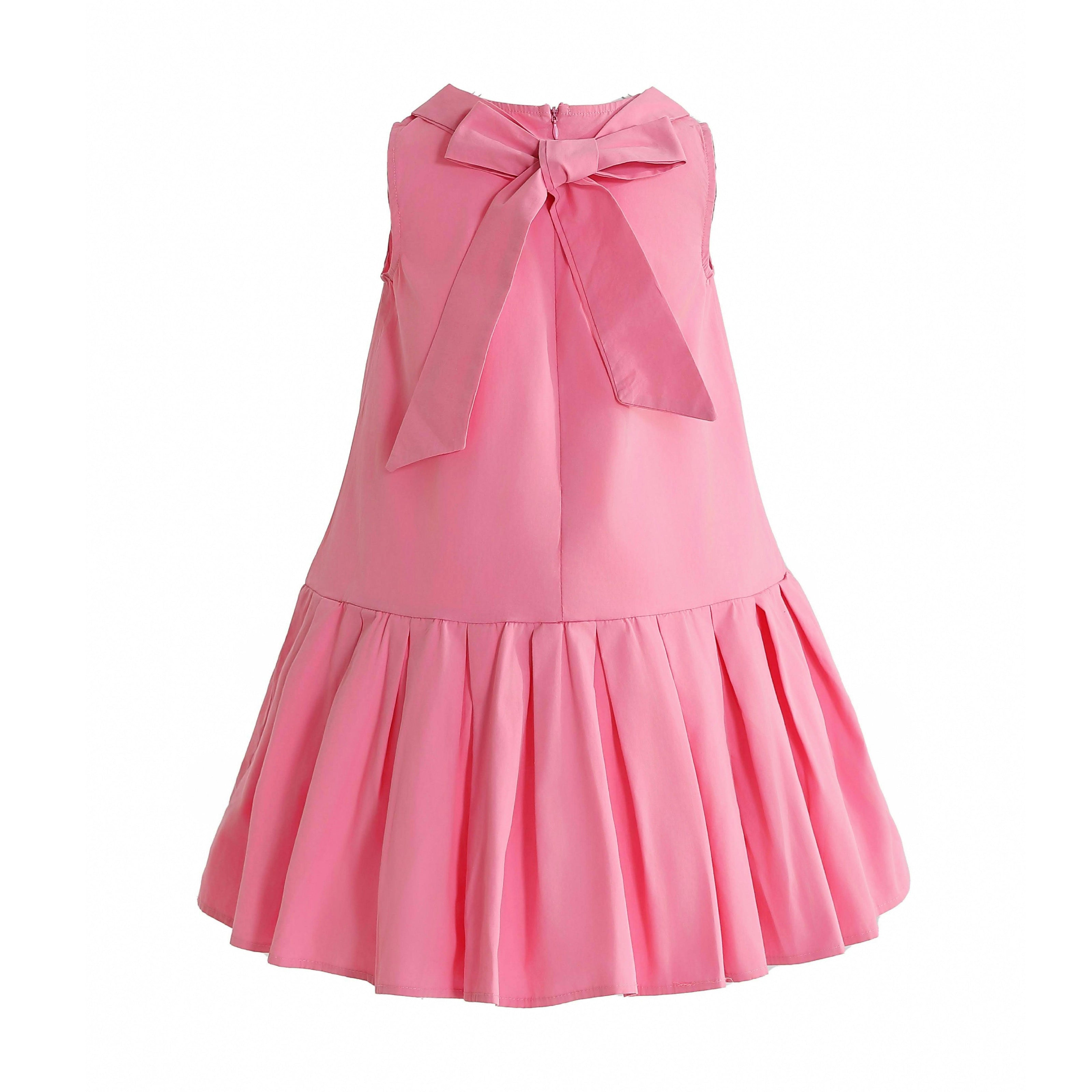 Pink Zariah Bow Back Pleated Dress
