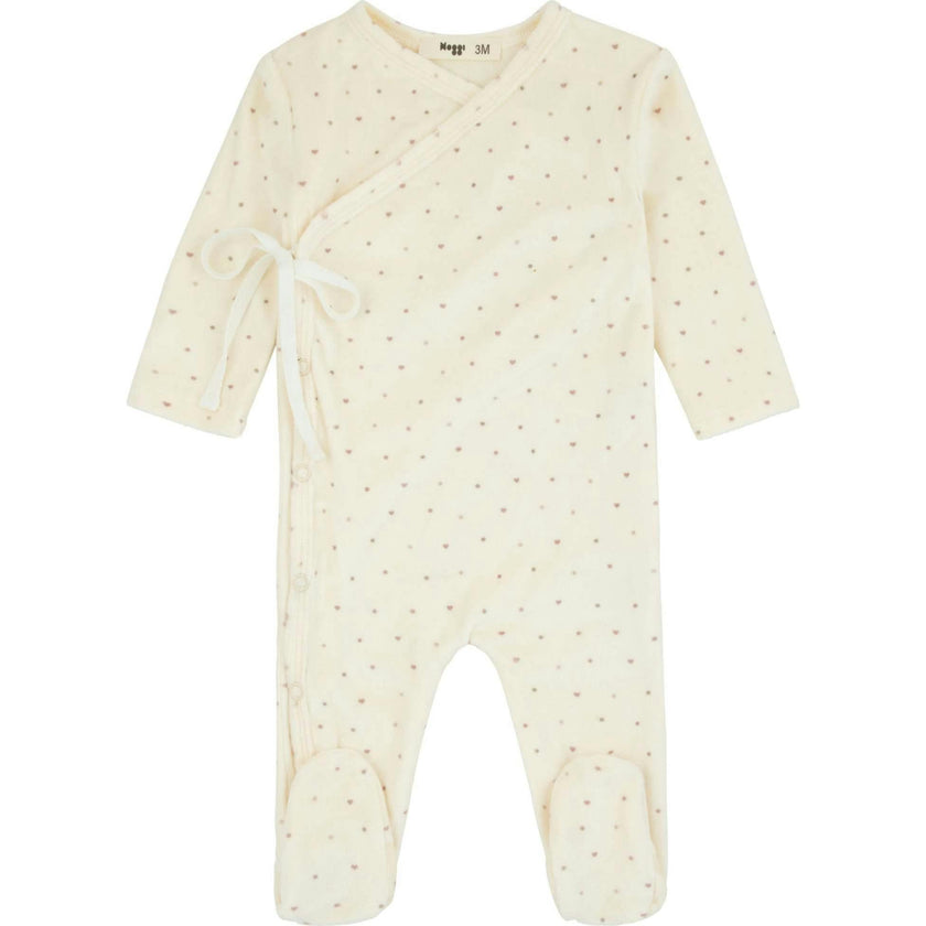 Velour Dot Pattern Wrap Footie
