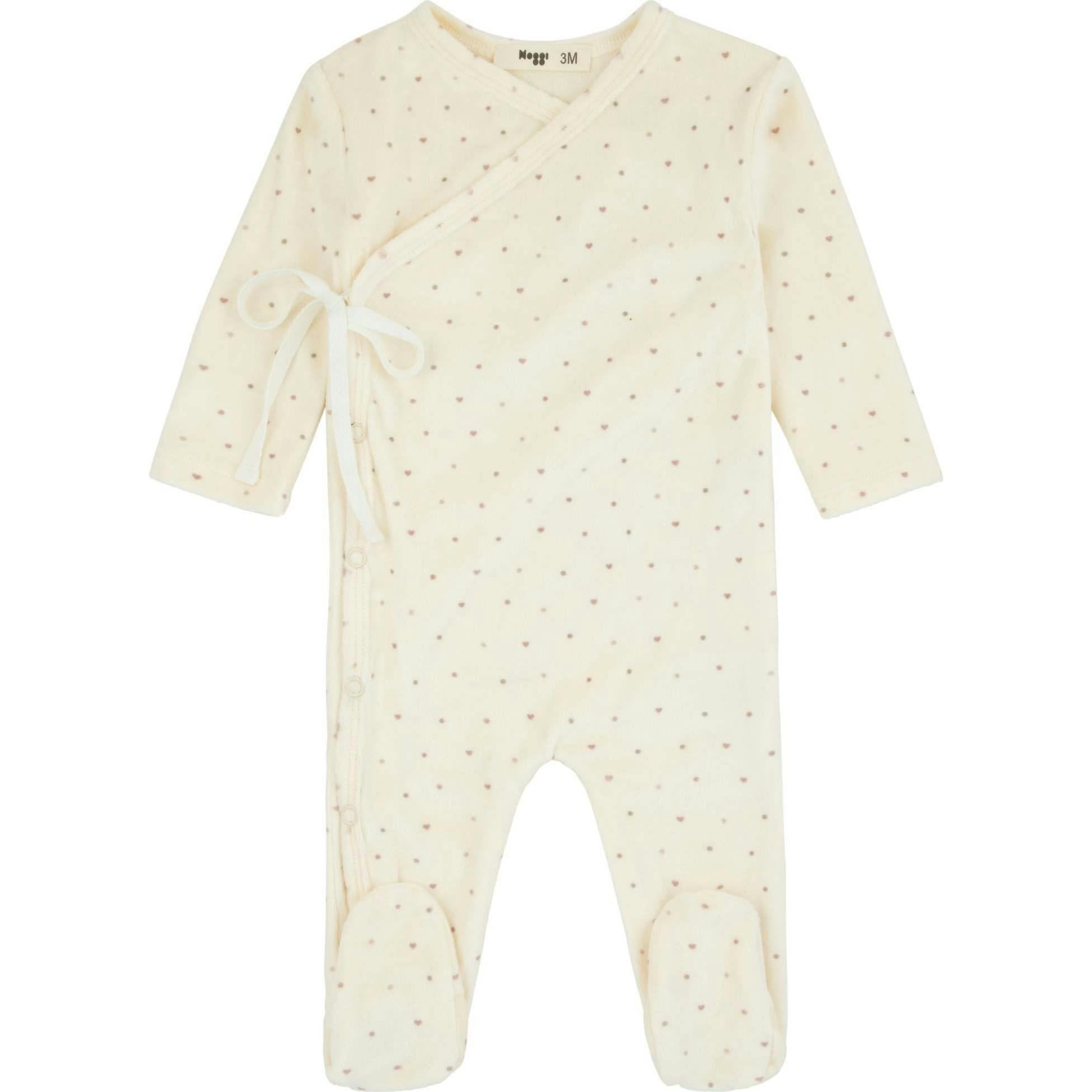 Velour Dot Pattern Wrap Footie