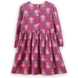 Girls' Long Sleeve Dress with Floral Motif