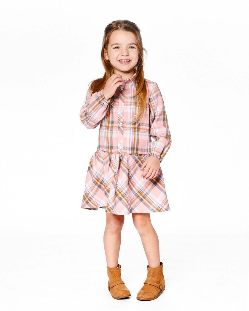 Shirt Plaid Dress with Frill