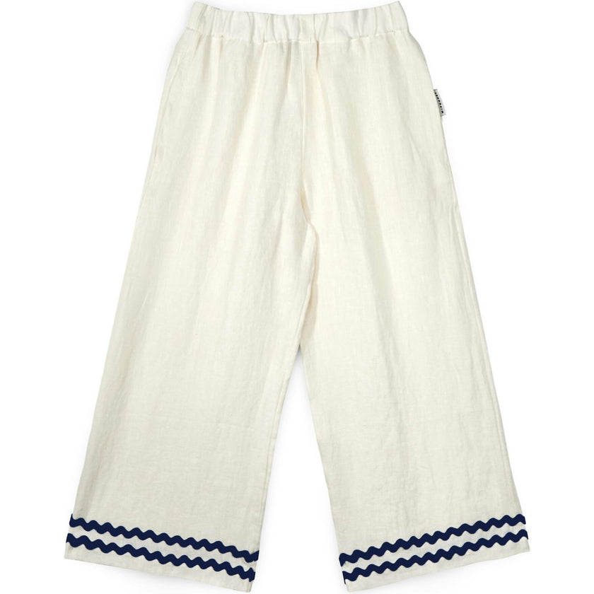 Mipounet SS26 Isaline Linen, Pant Ecru Blue