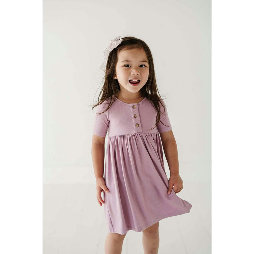 Short Sleeve Henley Dress Thistle