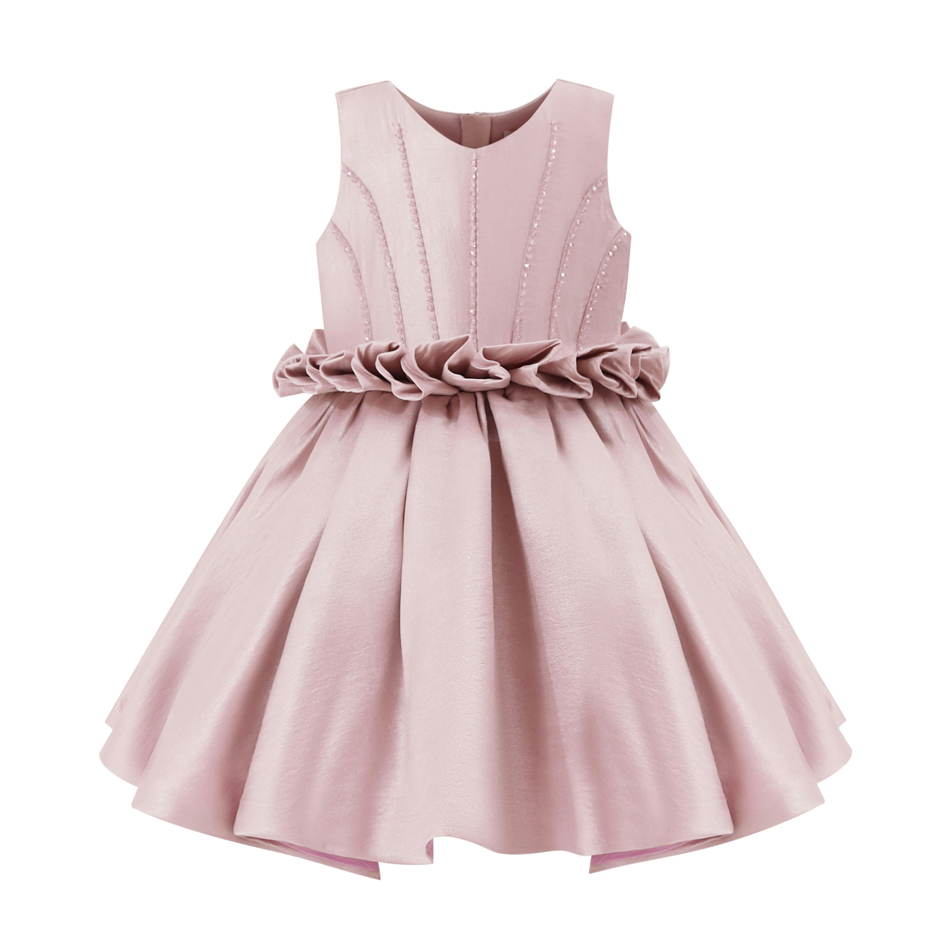 Purple Luminara Ruffle Waist Formal Dress