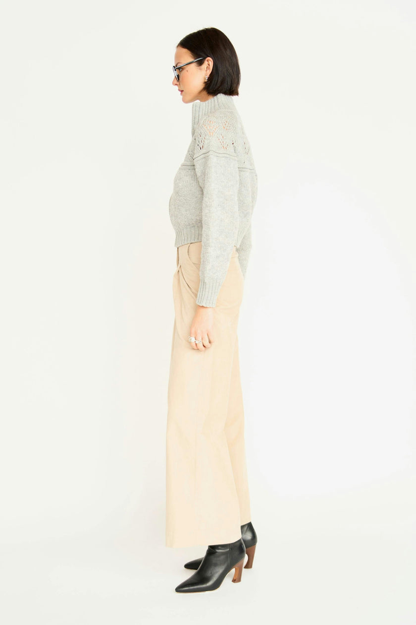 Klosters Pointelle Knit Half Zip in Feather