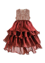 Red Tiered Satin Party Dress