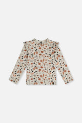 Long Sleeve Organic Cotton T-Shirt Beige With Squirrel Print