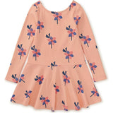 Floral Print Ribbed Drop Waist Skater Dress, Yellow