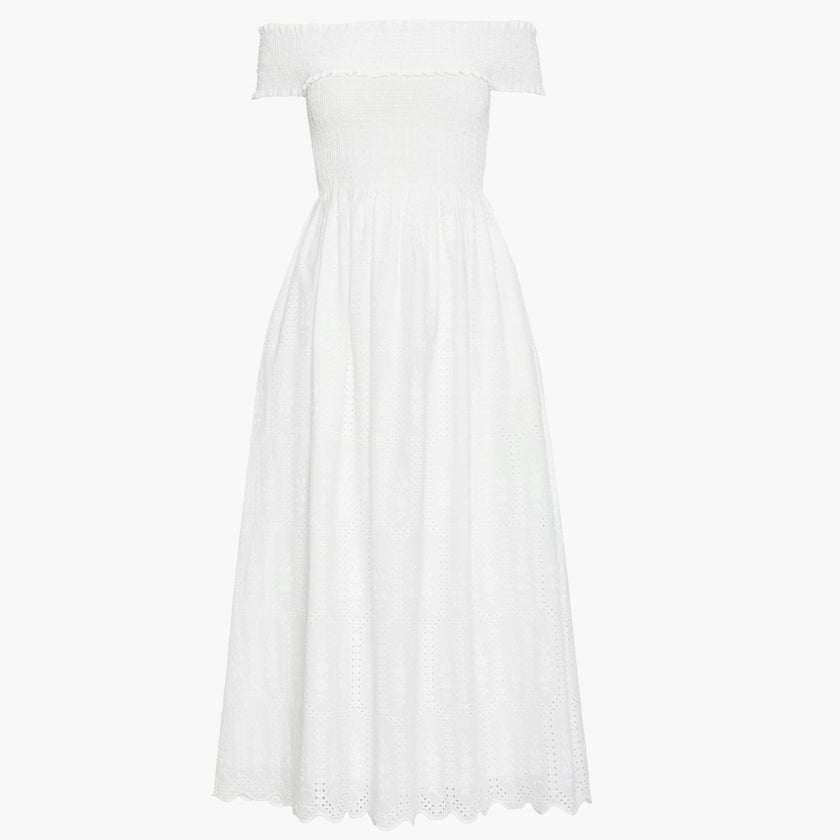 The Marguerite Nap Dress - White Trellis Broderie