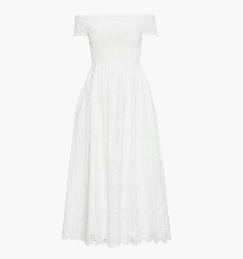 The Marguerite Nap Dress - White Trellis Broderie