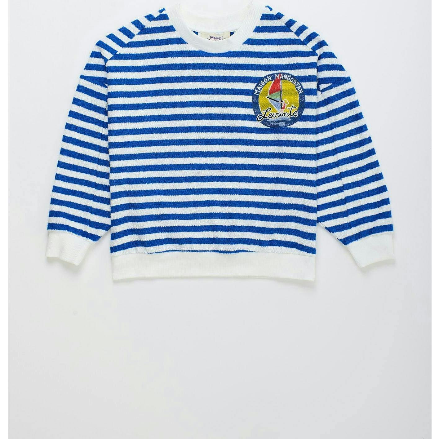 LEVANTE STRIPED KNIT SWEATSHIRT WHITE & BLUE
