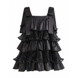 Black Bellamy Ruffle Sequin Dress