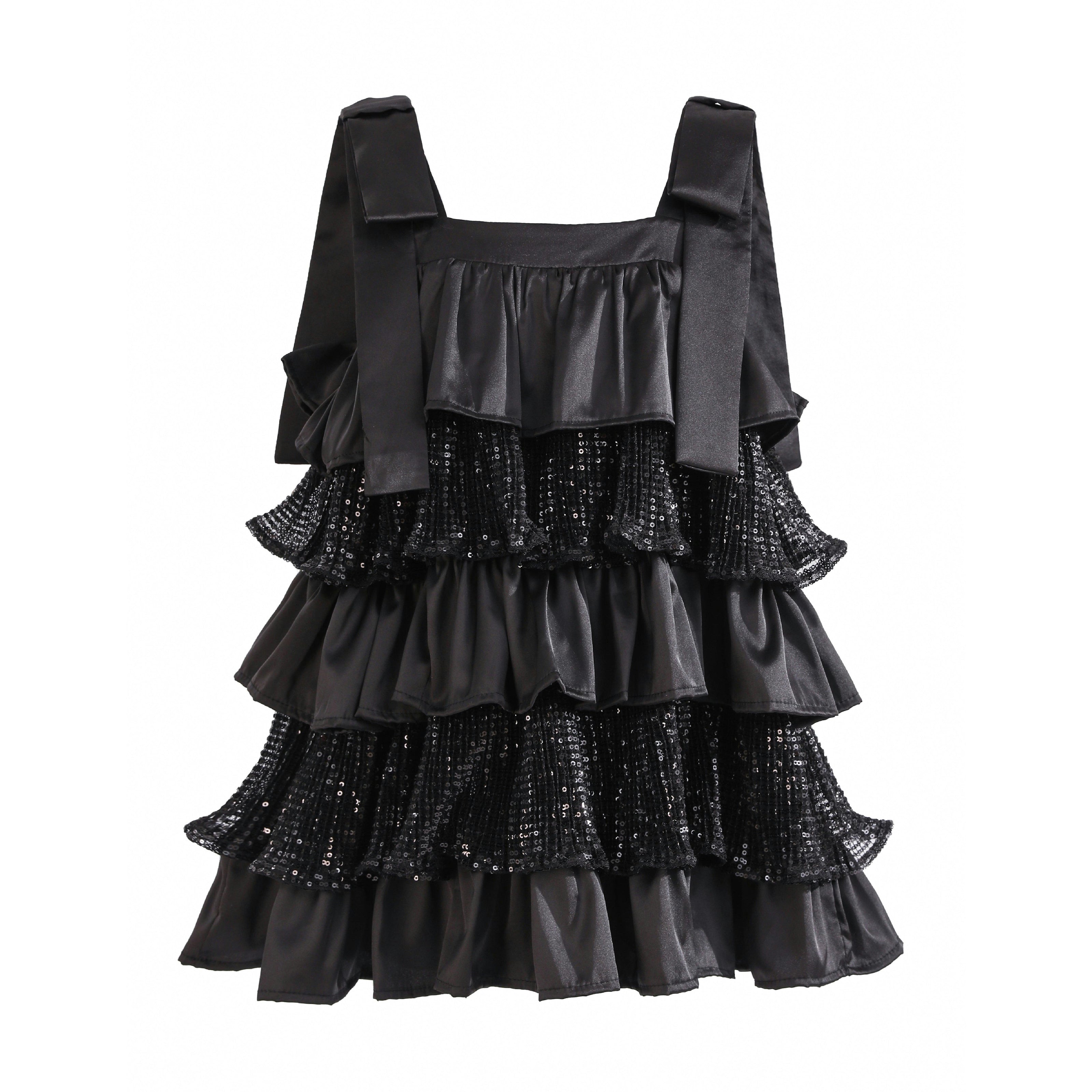 Black Bellamy Ruffle Sequin Dress