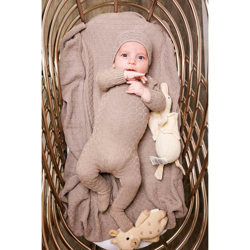 Tiny Tiles Knit Crew Neck Henley Long Sleeve Footie
