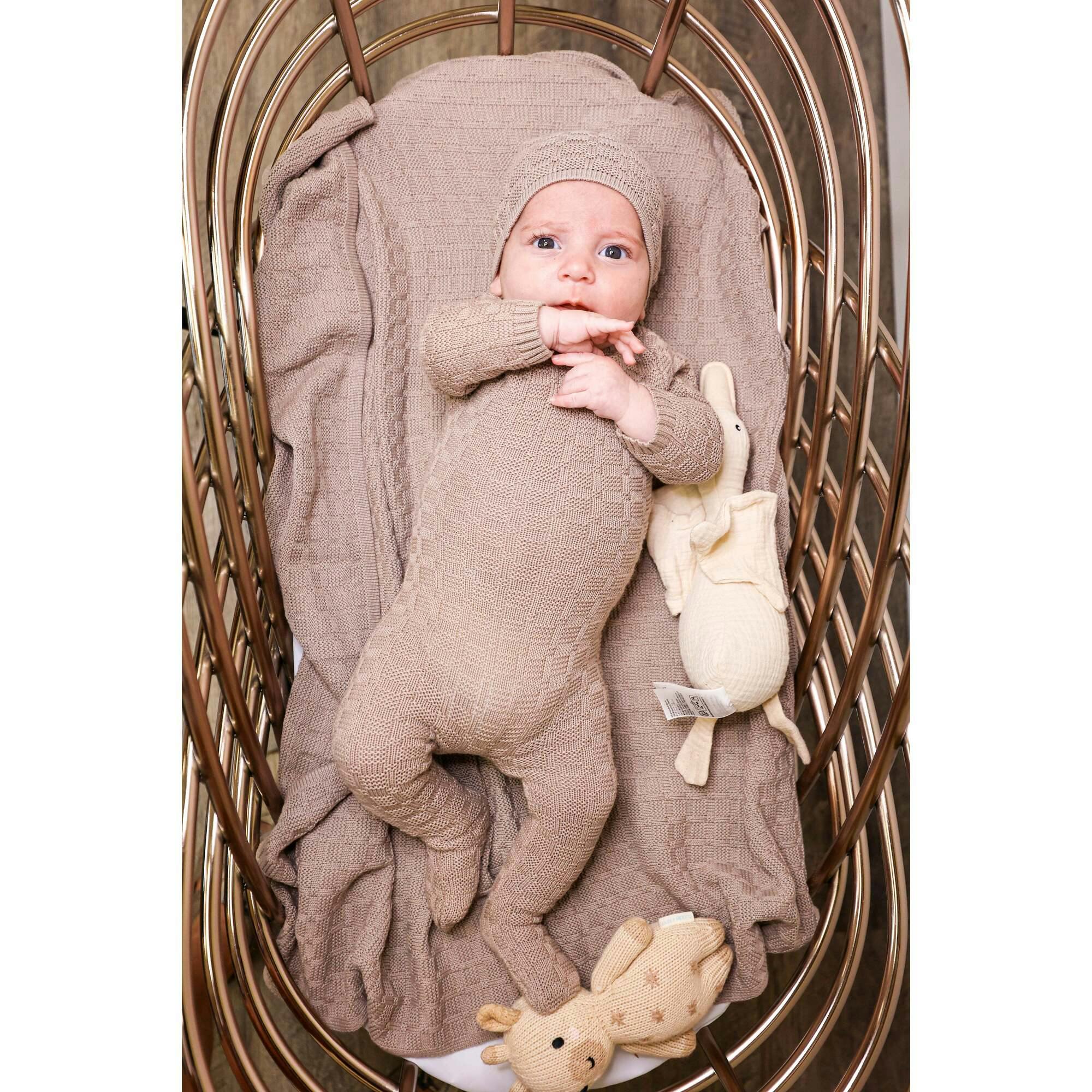 Tiny Tiles Knit Crew Neck Henley Long Sleeve Footie