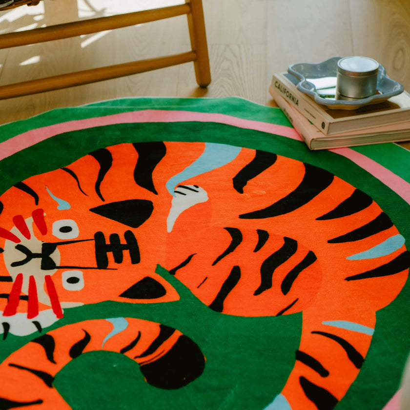 Oval Tiger Area Rug by Lu Yang