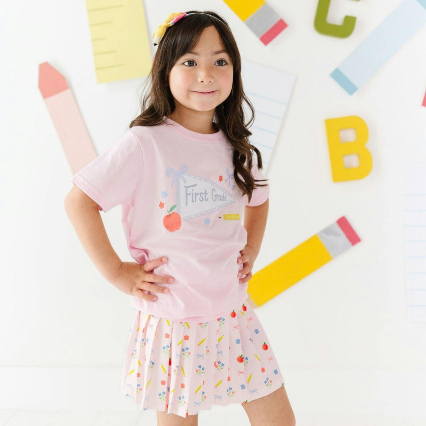 First Grade Bow Pennant Short Sleeve T-Shirt