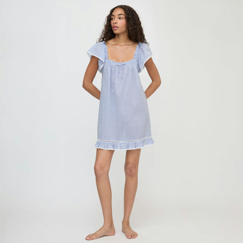 The Lucinda Nightgown - Blue/White Stripe