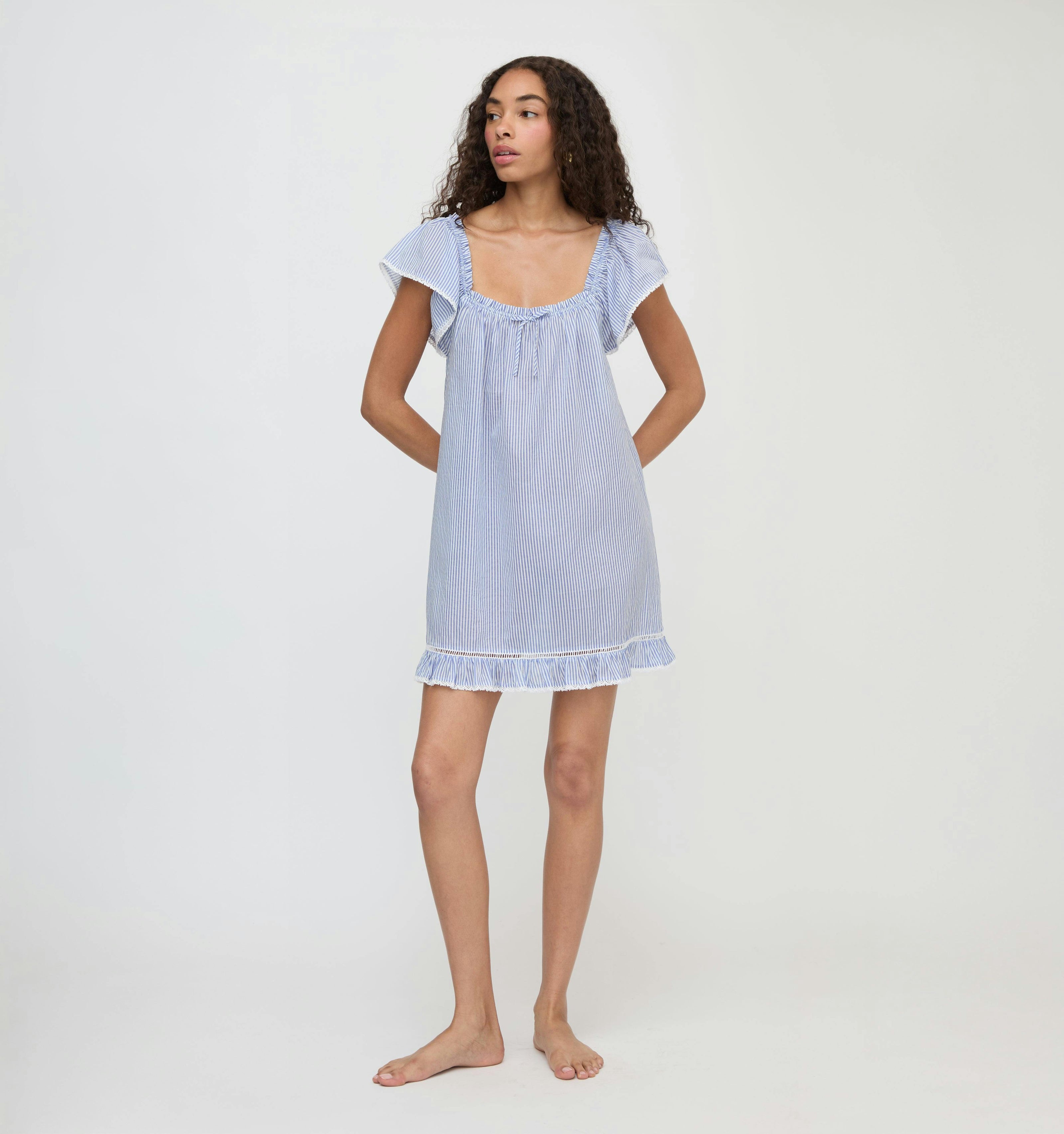The Lucinda Nightgown - Blue/White Stripe