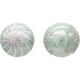 80MM Silver and Pale Aqua Embellished Ball Ornaments