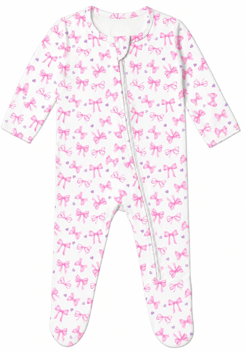 Baby Footie - Pink Bows