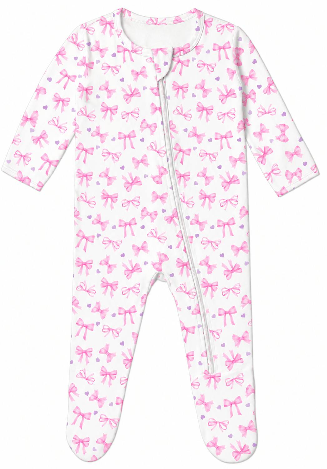 Baby Footie - Pink Bows