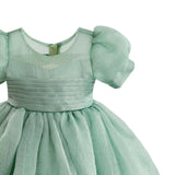 Light Green Brixton Puff-Sleeve Party Dress