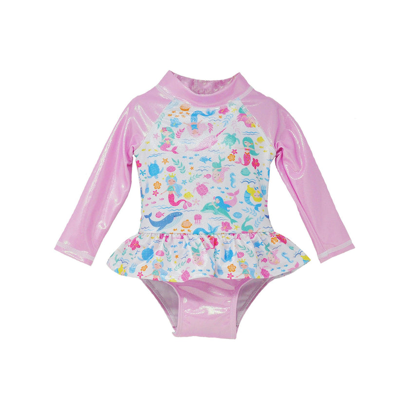 UPF 50+ Alissa Infant Ruffle Rash Guard Swimsuit - New