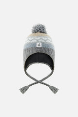 Baby Winter Peruvian Knit Hat with Pompom Grey and Blue Fair Isle