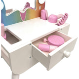 Colorful Butterfly-Shaped Tabletop Vanity with LED-Illuminated Mirror and Accessory Set