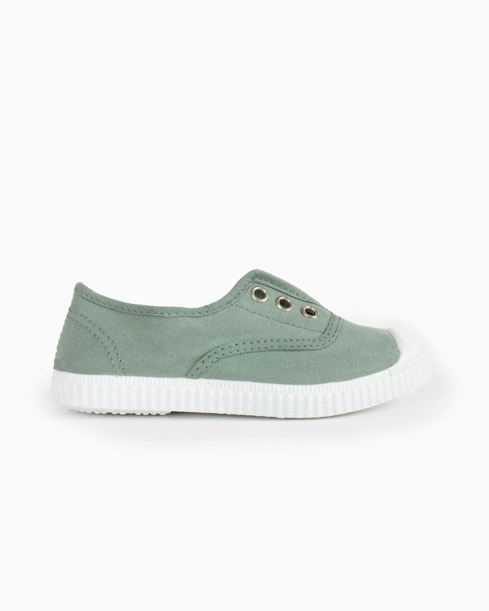 Hampton Canvas Plum Plimsolls in Olive