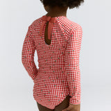 girls cranberry gingham rashguard one piece
