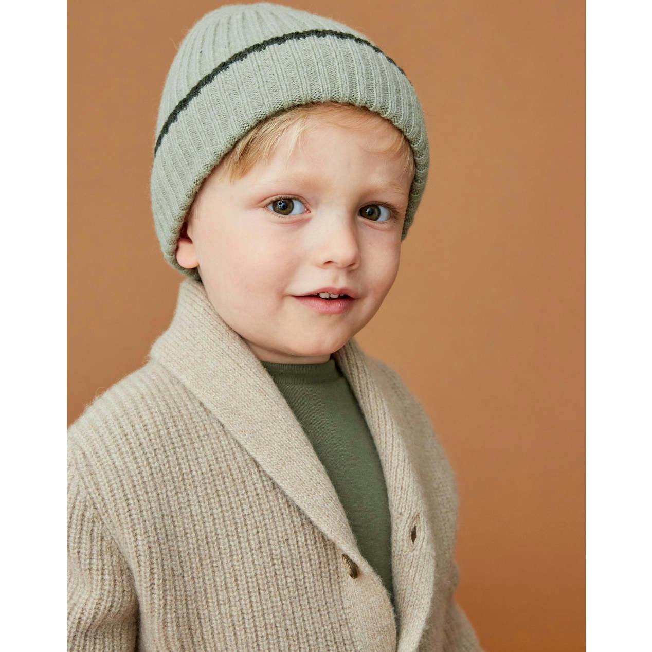 Merino Cashmere Ribbed Rolled-Up Beanie