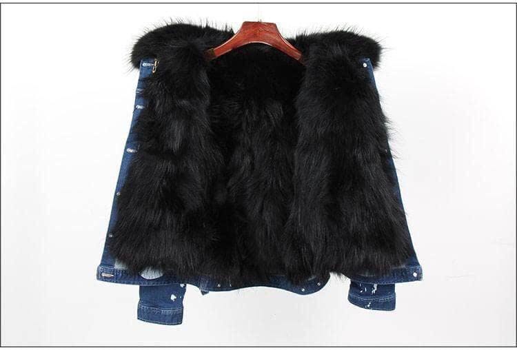 Women’s Ombre Fur Denim Jacket Grey