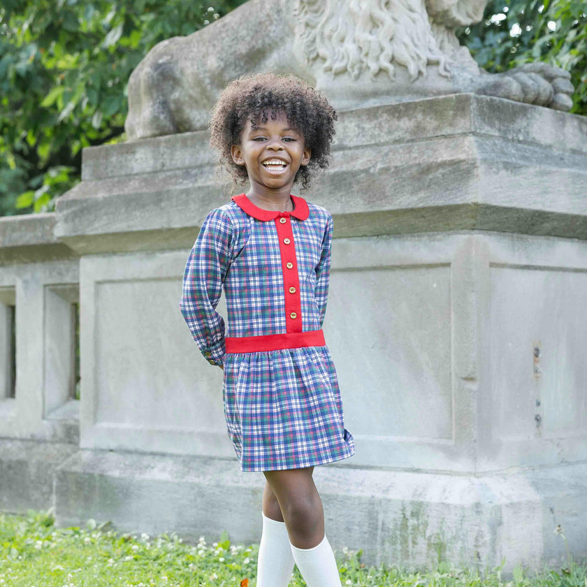 Printed Knit Plaid Dress