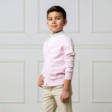 Organic Long Sleeve Tipped Cardigan Sweater, Pink