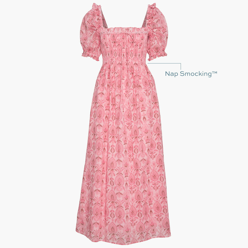 The Scarlett Nap Dress - Pink Palm Ikat