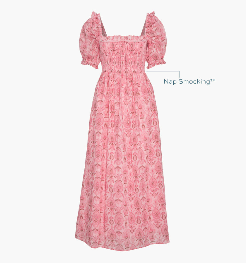 The Scarlett Nap Dress - Pink Palm Ikat