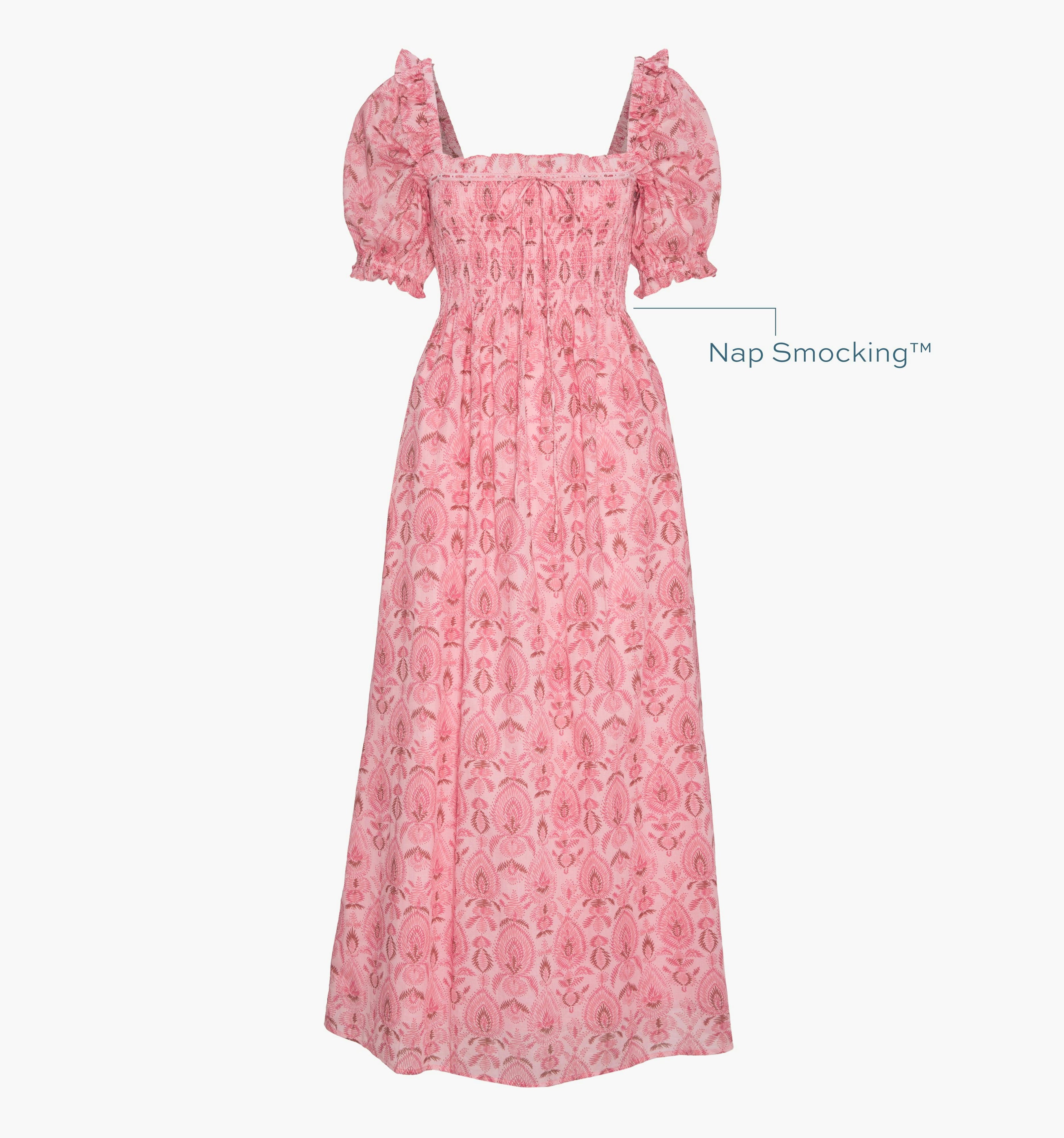The Scarlett Nap Dress - Pink Palm Ikat
