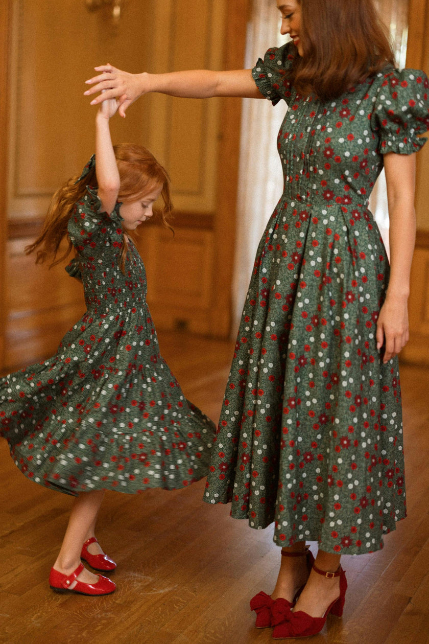 Sophia Dress in Evergreen Merry Ditsy