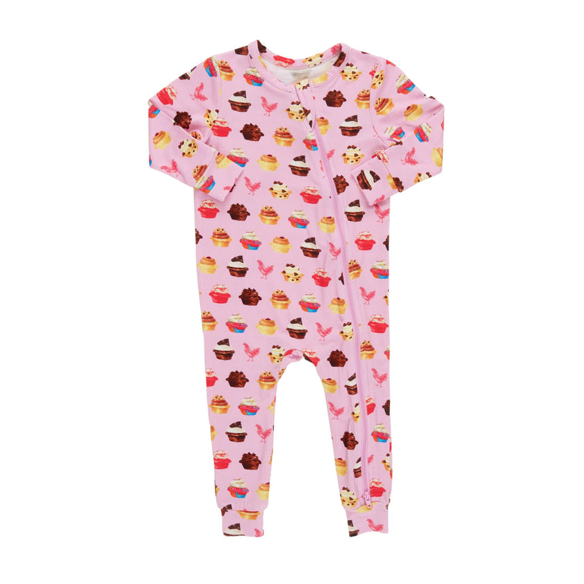 Baby Bamboo Romper - Pink Cupcakes