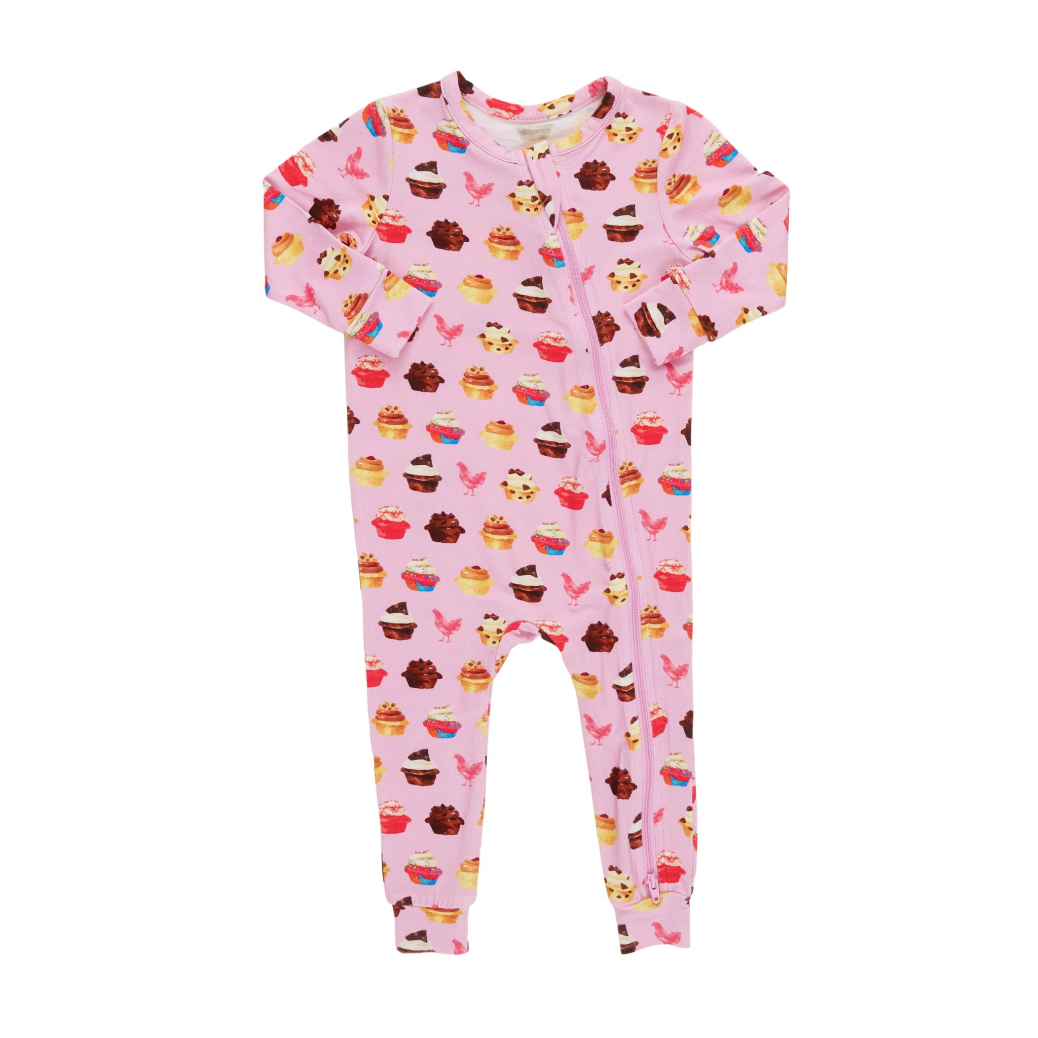 Baby Bamboo Romper - Pink Cupcakes
