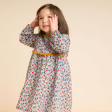 Toddler Long Sleeves Dress with Lace Trim