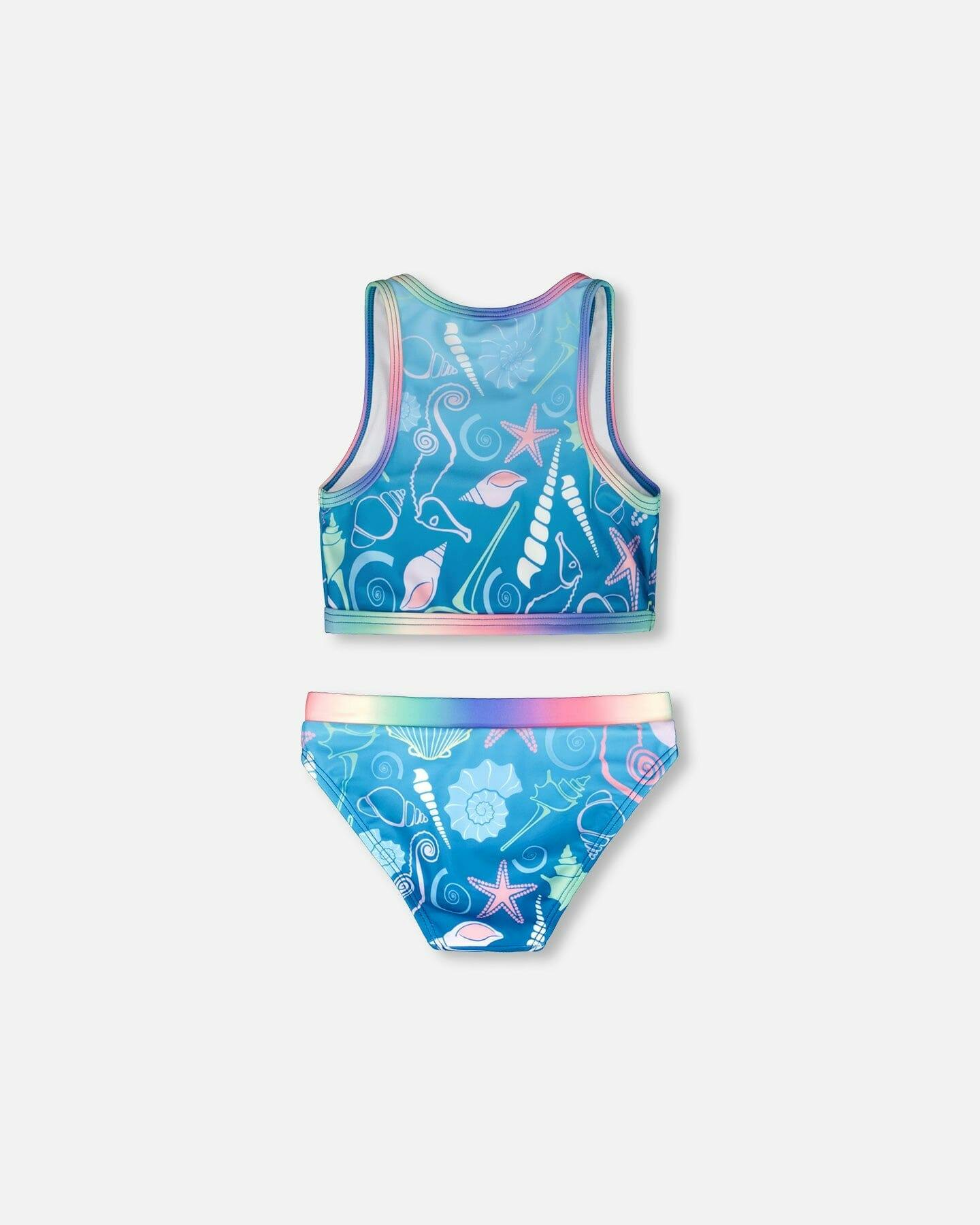 Two-Piece Swimsuit Blue Shell Print