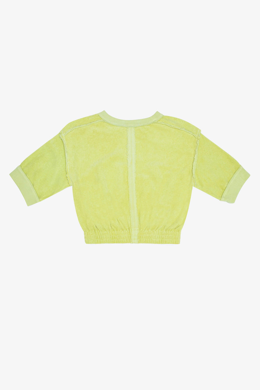 Terry Cloth Elbow Sleeve Pullover