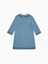 Slate Blue Aldara Merino Fair Isle Girl Knitted Dress